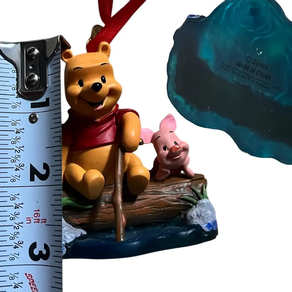 Disney Store 2014 Winnie the Pooh and Piglet Sitting on Log Ornament